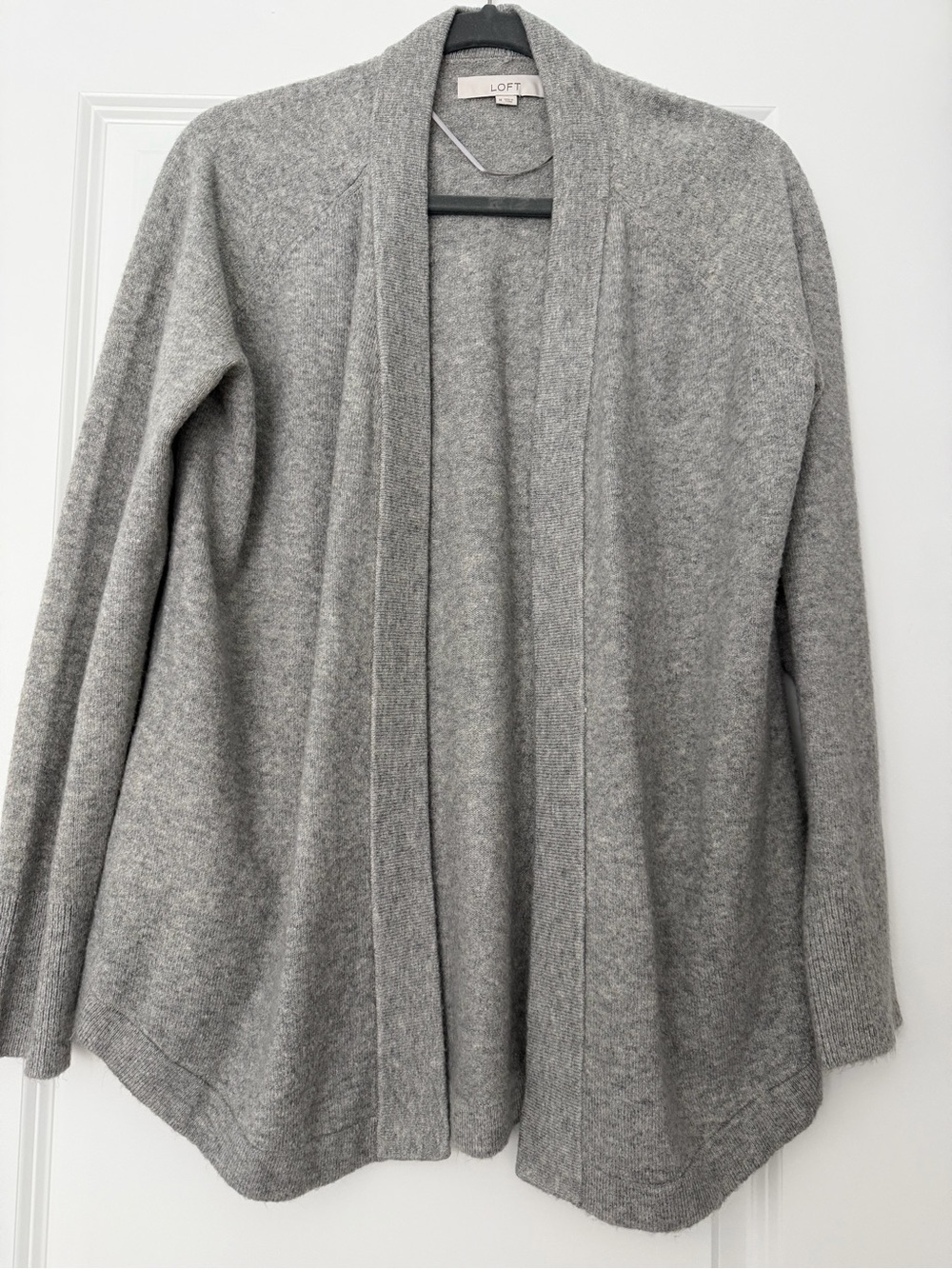 LOFT Gray Open-Front Draped Cardigan